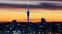 town lights tower horizon cityscape Auckland New Zealand