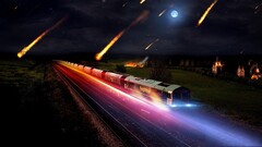 train tracks railway Meteors digital art