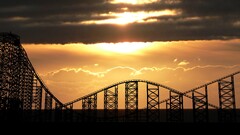 uk rollercoasters sunlight sunset silhouette