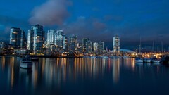 vancouver City ports boat dusk Harbor sky Canada lights