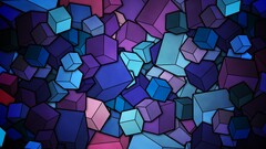 vector colorful Cube digital art abstract blue 3D Blocks 3d
