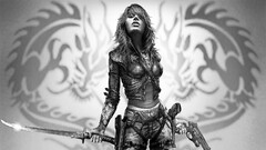 video games monochrome warrior video game art video game girls