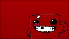video games red super meat boy teeth red background