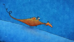 vladstudio dragon snow artwork Skiing fantasy art