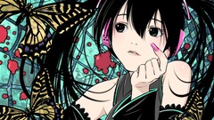 vocaloid hatsune miku anime girls Anime painted nails butterfly