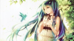 vocaloid hatsune miku anime girls Green long hair twintails tid