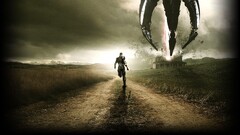 warrior chaos mass effect road grass Aliens spaceship sky horror