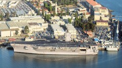 warship aircraft carrier cityscape vehicle military ship