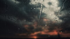 water drops water on glass rain depth of field sunset