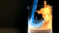 water fire glass liquid digital art flame painter drinking glass