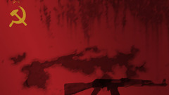 weapon red background USSR Kalashnikov red hammer and sickle
