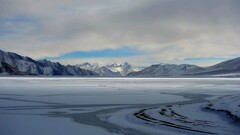 winter Mountains landscape snow cold siberia Russia clouds
