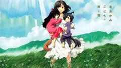 wolf children sunlight Flowers Anime anime girls field