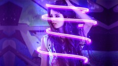 Women streaks neon face arms up model