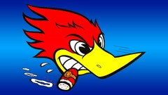 woodpeckers cartoon cigars blue background