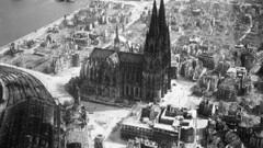 World War II Cologne Cathedral vintage ruin monochrome