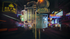 3d cg street signs Japan China night City
