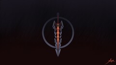 Aatrox League of Legends fantasy art Minimalism sword