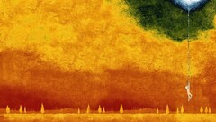 abstract artwork landscape Trees orange