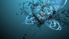 abstract blue heart blue background shapes digital art