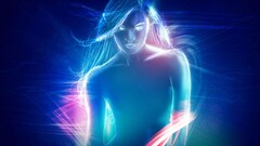 abstract cgi Women digital art cyan blue