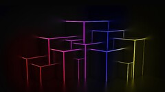 abstract colorful digital art neon Cube square glowing 3D Blocks