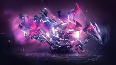 abstract digital art purple background shapes pink