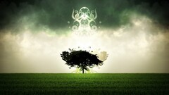 abstract digital art sky field Trees landscape