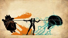 abstract fire Lightning anatomy artwork heart chains cyan orange