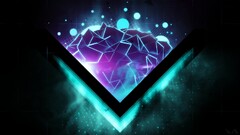 abstract low poly digital art cyan