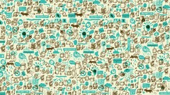 abstract pattern artwork cyan white white background