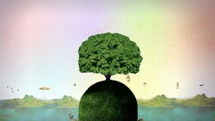 abstract psychedelic nature head artwork digital art landscape