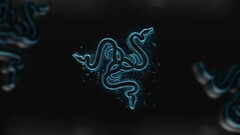 abstract razer blue digital art artwork logo
