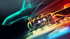 abstract vehicle Car train Aircraft digital art cyan orange