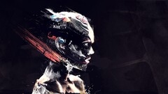 abstract Women face Profile digital art Simple Background