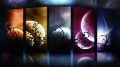 abstract World digital art Space Plants colorful planet collage