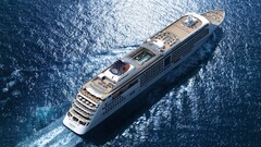 aerial view blue Sea cruise ship ship