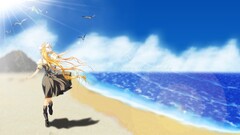 Air (anime) anime girls Anime kamio misuzu beach blonde ponytail