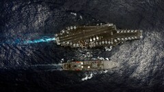 aircraft carrier warship ship aerial view Sea vehicle military