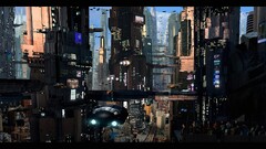 Aircraft cityscape futuristic city science fiction