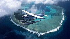 airplane Island Sea aerial view Aircraft vehicle