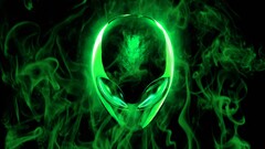 alienware skull digital art Green