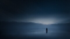 alone sky dark night Stars standing artwork