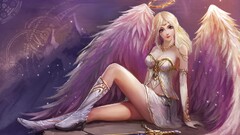 angel fantasy art fantasy girl wings legs blonde sword artwork