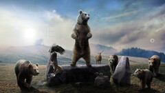Animals Bears digital art nature