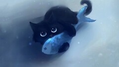 Animals cats fish artwork