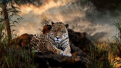Animals jaguars big cats nature mist