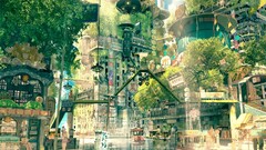 animation artwork fantasy art imperial boy Anime cityscape