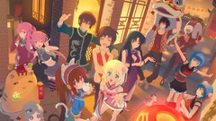 Anime anime boys anime girls group of women looking up