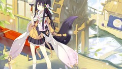 Anime anime girls animal ears yellow eyes standing tail